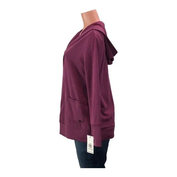 Gaian Small Women Cardigan, Sweater Hoodie 2 Pocket Purple Yoga Activewear NWT - Picture 8 of 16